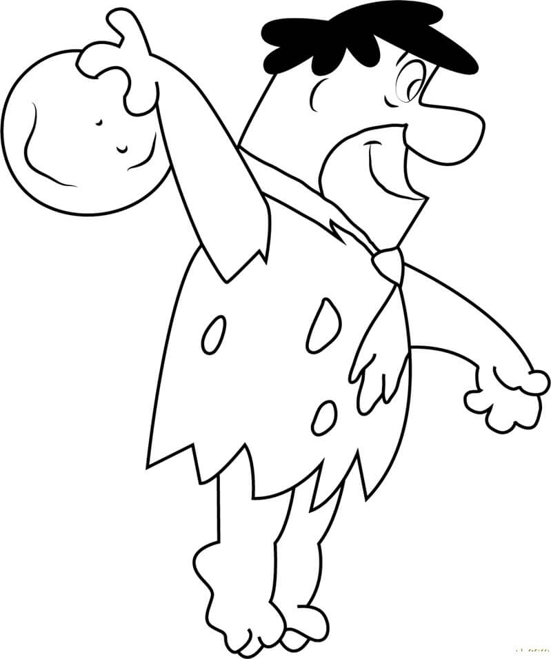 Dibujos de Fred Flintstones Juega a los Bolos para colorear