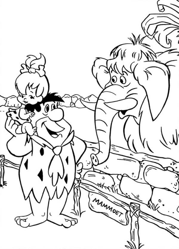 Dibujos de Fred Flintstones va al Zoológico para colorear