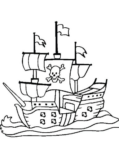 Fresco Barco Pirata para colorir