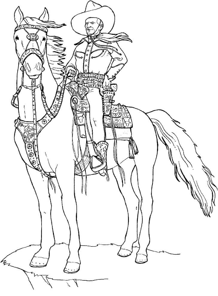 Fresco Vaquero Equitación Caballo para colorir