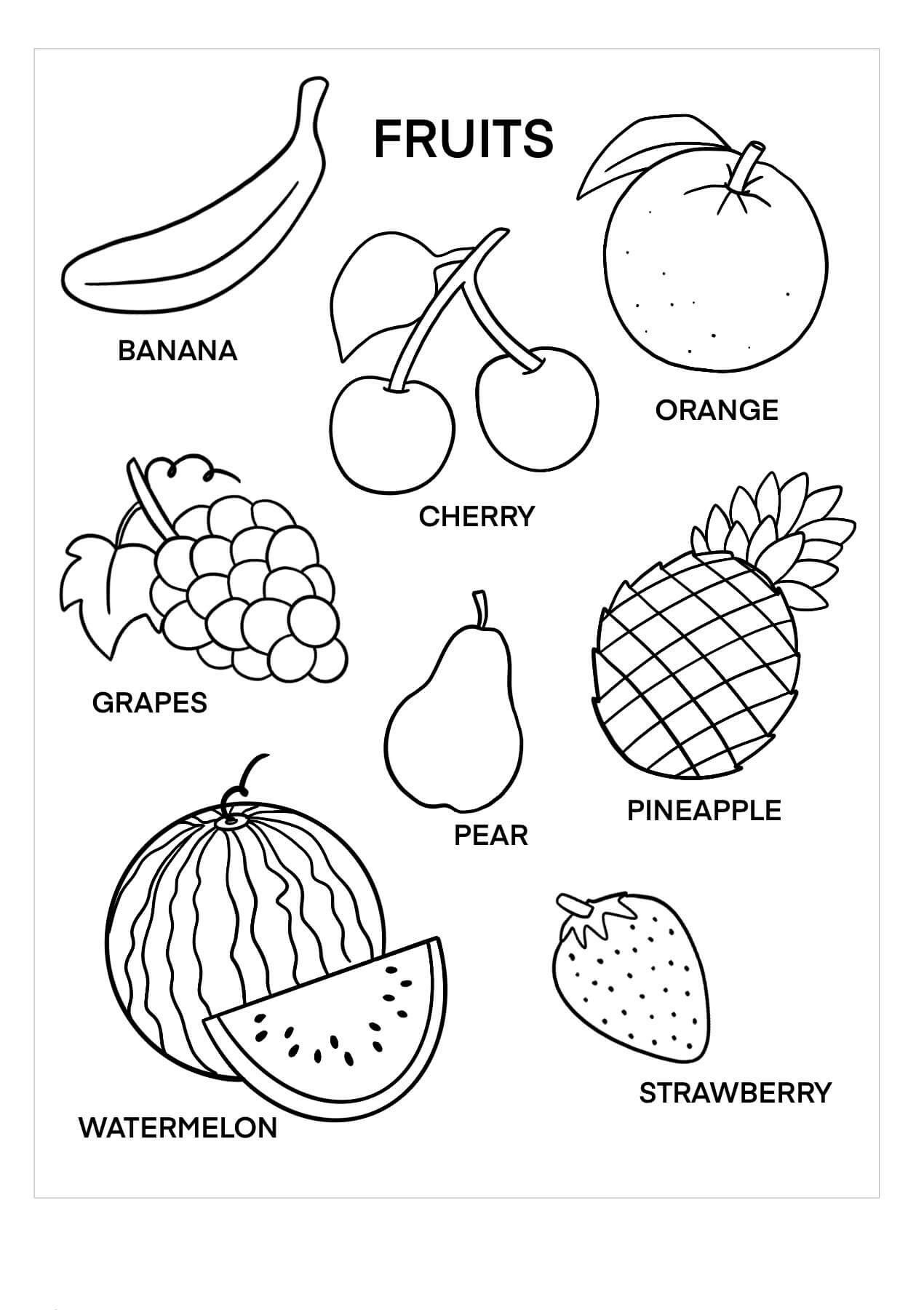Frutas Básicas para colorir
