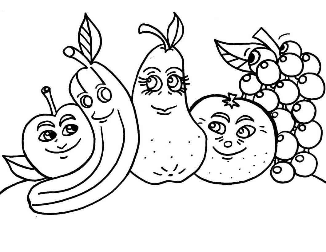 Dibujos de Frutas Felices para colorear