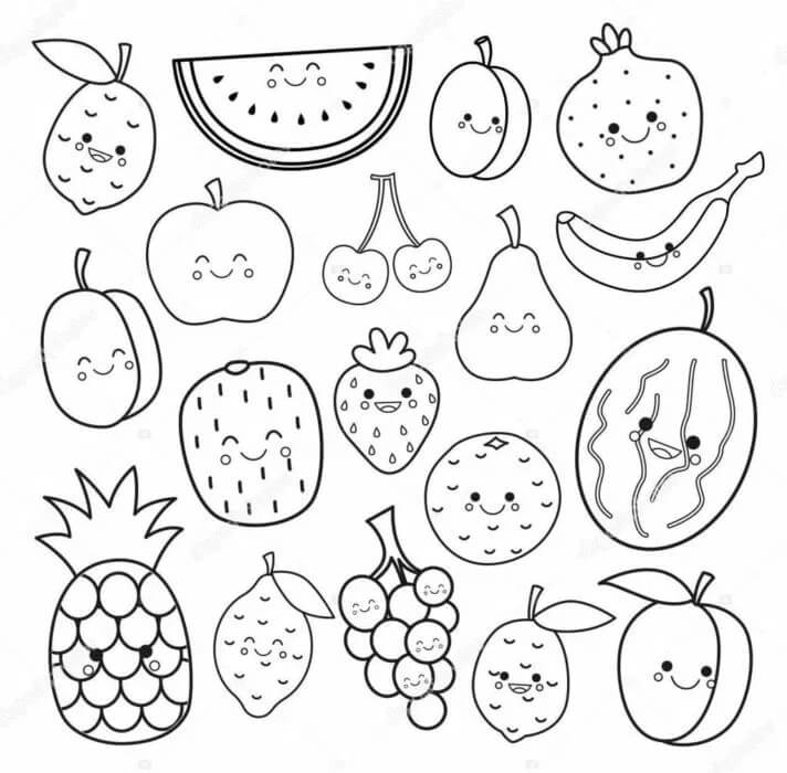 Dibujos de Frutas Lindas para colorear