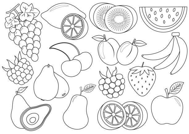 Dibujos de Frutas Normales para colorear