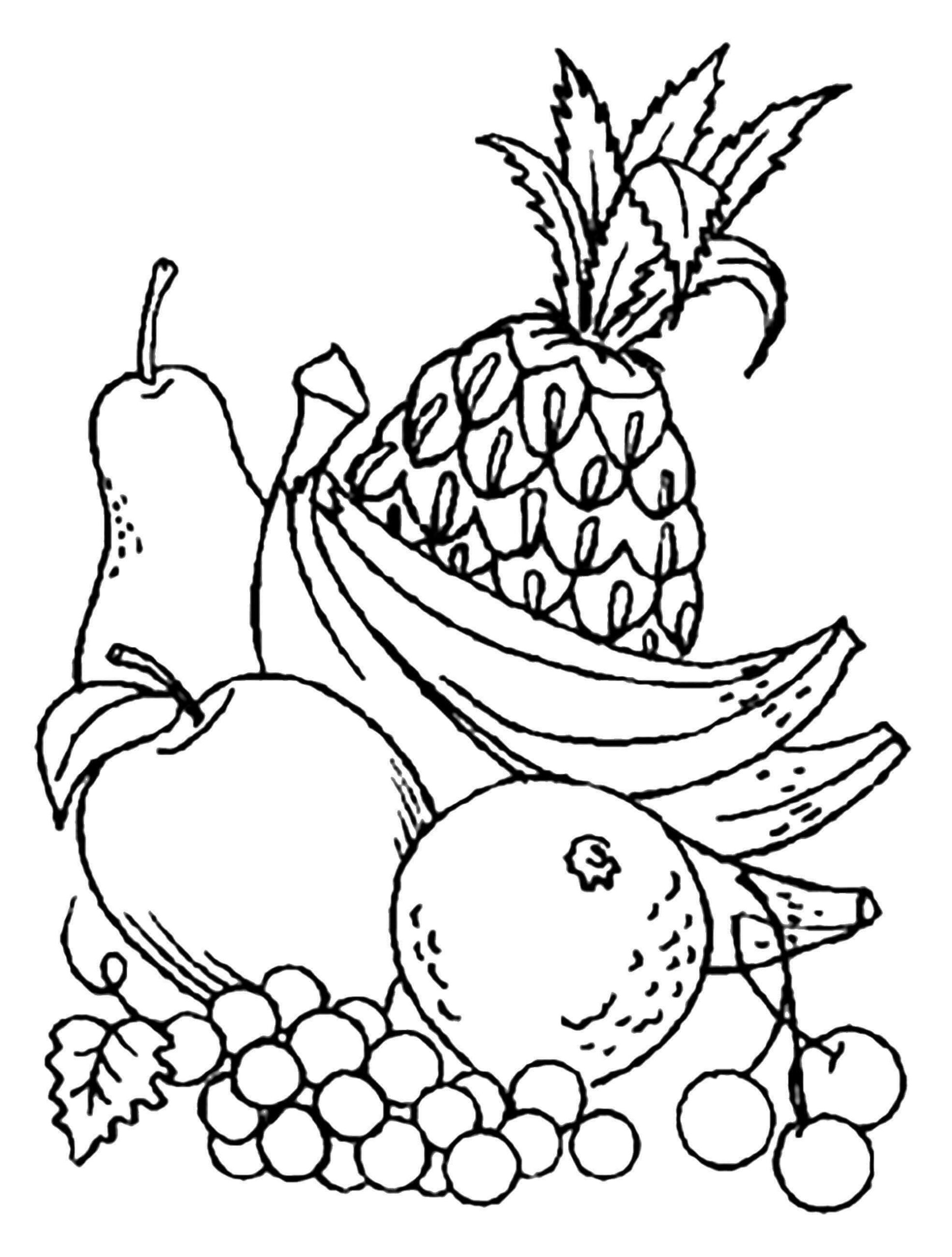Dibujos de Frutas y Bayas Ricas En Vitaminas para colorear