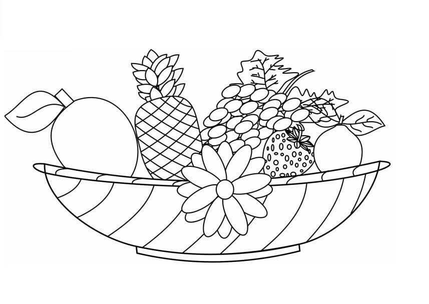 Dibujos de Frutas y Flor para colorear