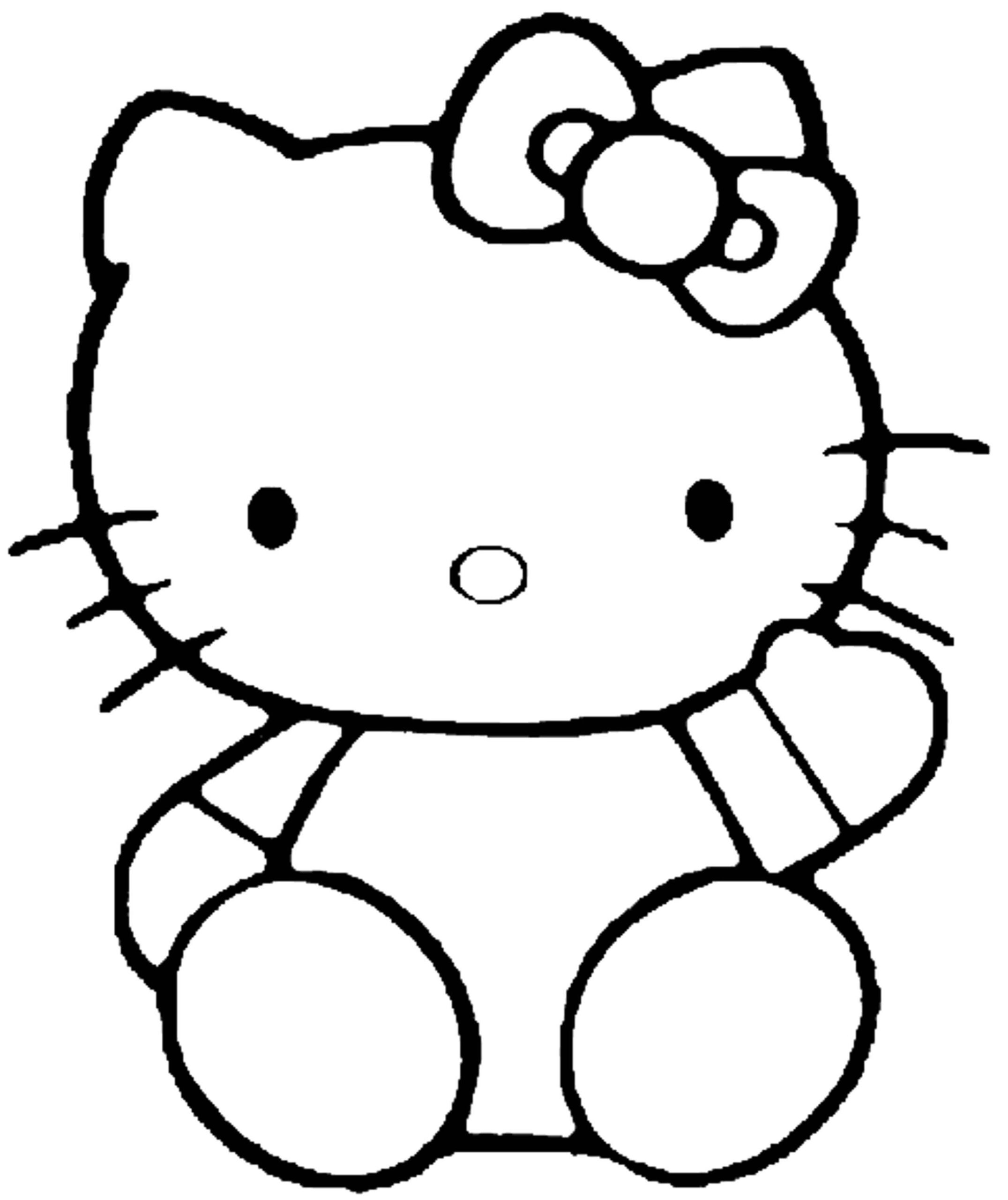Dibujos de Fácil Hello Kitty Sentada para colorear