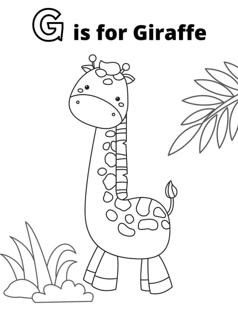 G is for Giraffe para colorir