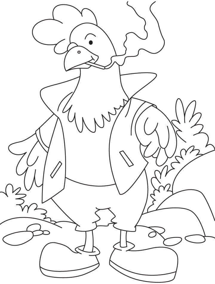 Dibujos de Gallo Fumando para colorear