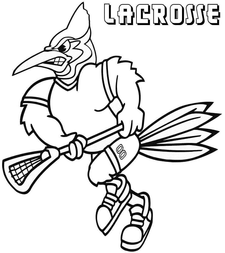Gallo de Dibujos Animados Jugando Lacrosse para colorir