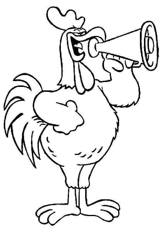 Gallo toca la Trompeta para colorir