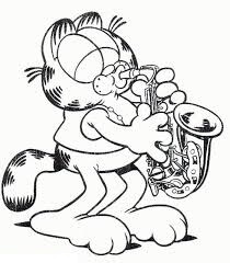 Dibujos de Garfield Toca la Trompeta para colorear
