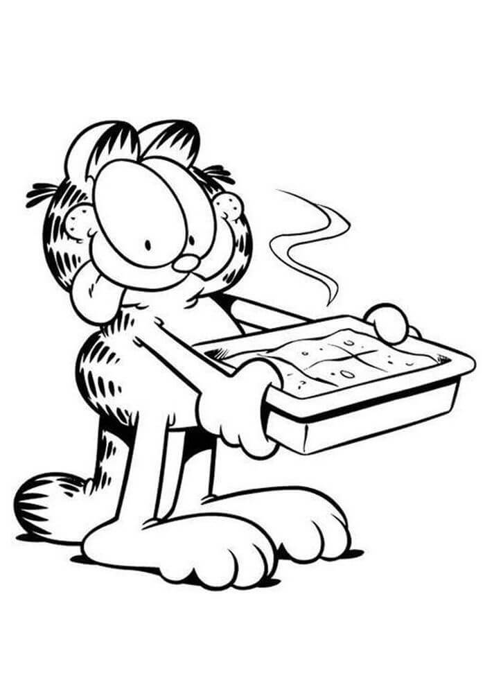 Dibujos de Garfield sosteniendo Comida para colorear
