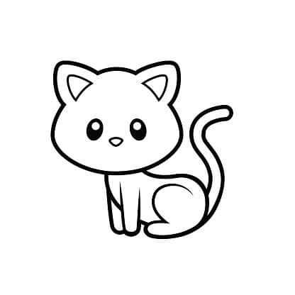Dibujos de Gatito Fácil para colorear