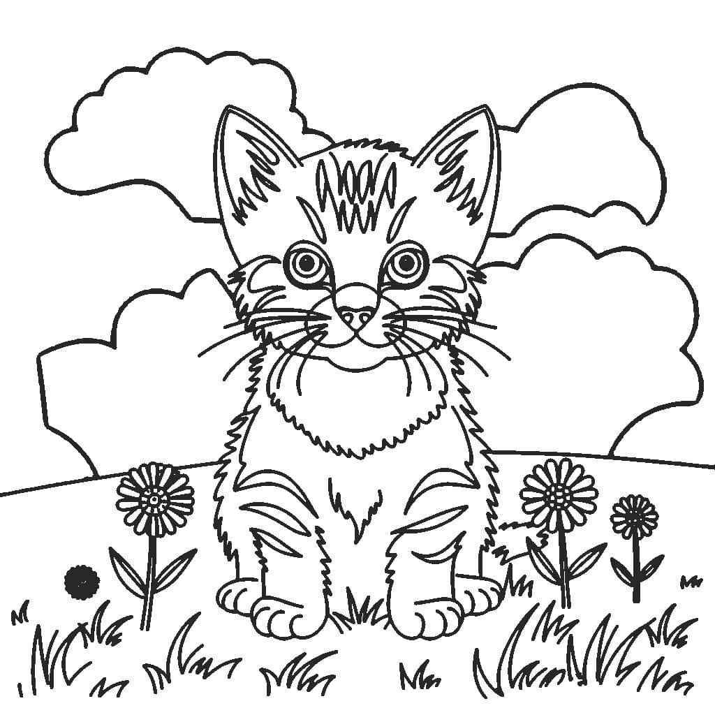 Dibujos de Gatitos y nubes para colorear