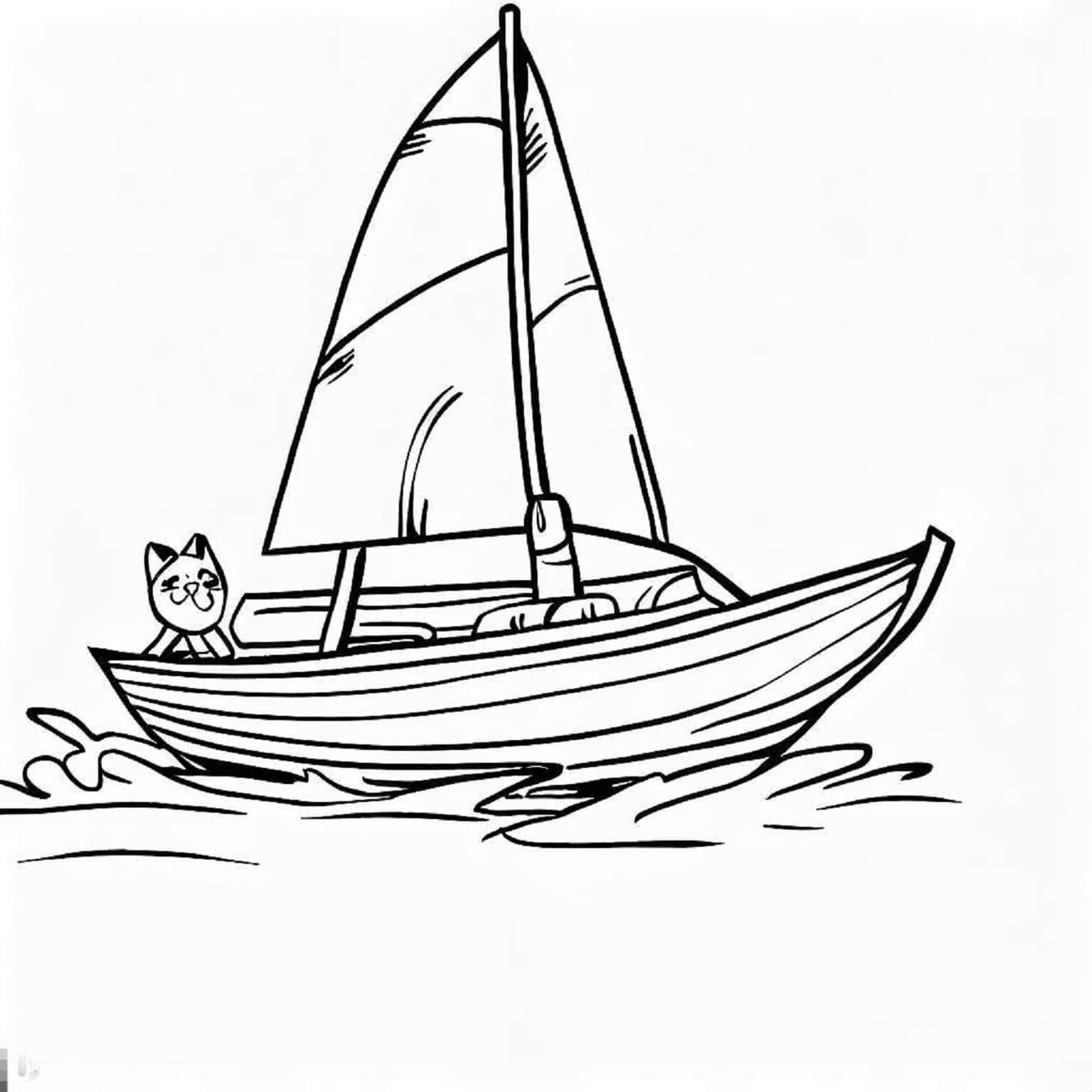Gato Básico en Catboat para colorir