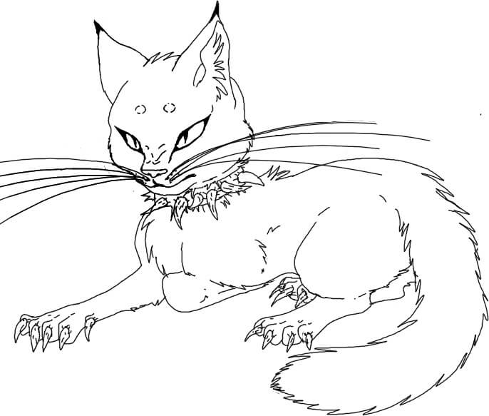 Gato Guerrero Acostado para colorir