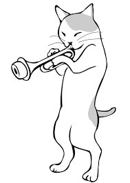 Dibujos de Gato Tocando una Trompeta para colorear