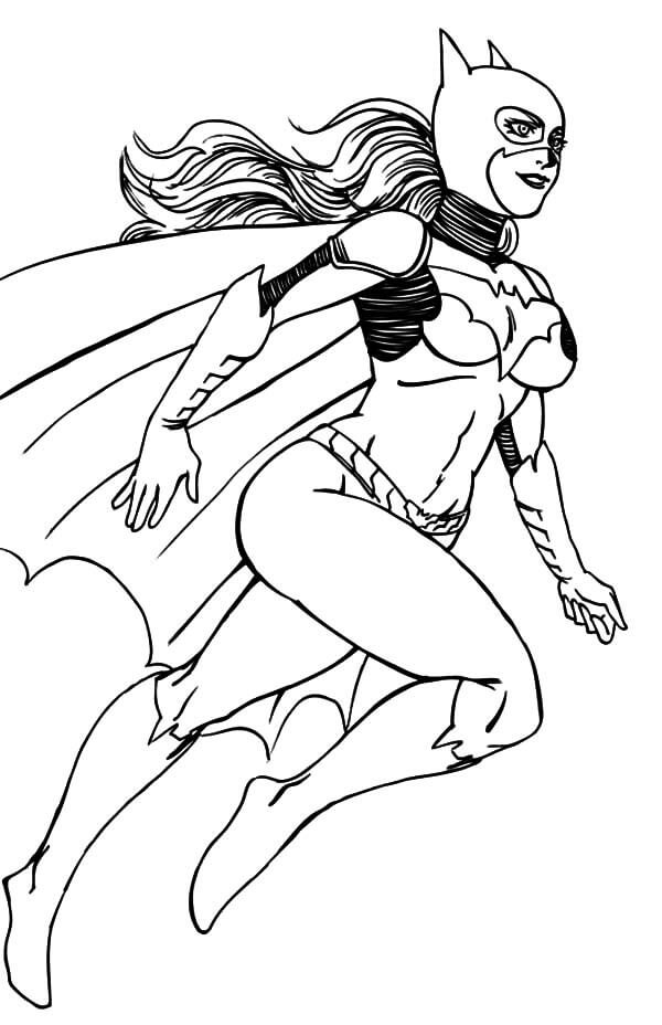 Dibujos de Genial Batgirl Feliz para colorear