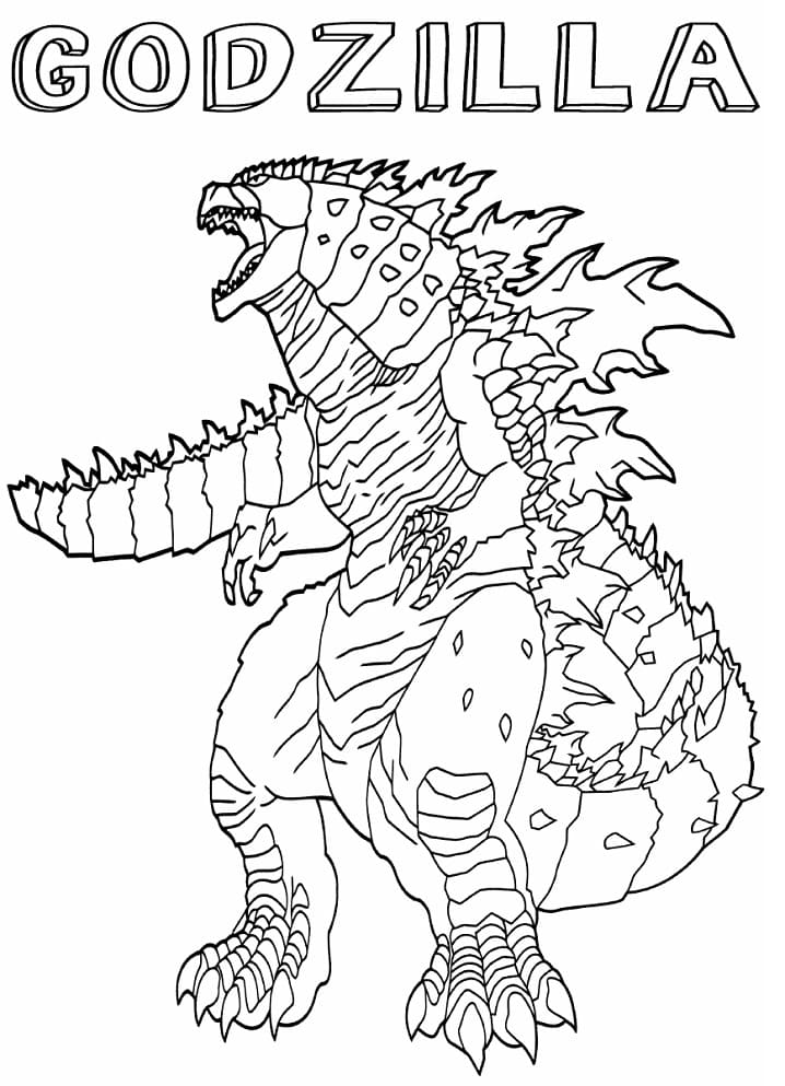 Genial Godzilla Enojado para colorir
