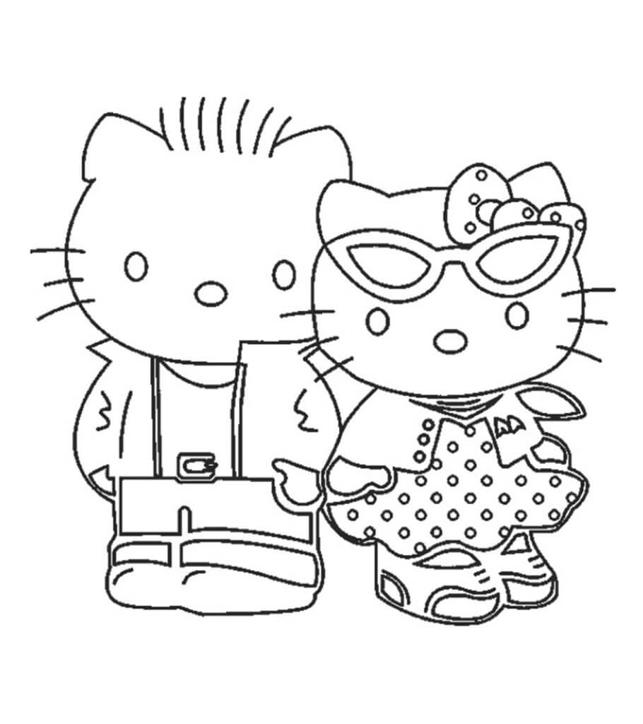 Dibujos de Genial Hello Kitty con un Amigo para colorear
