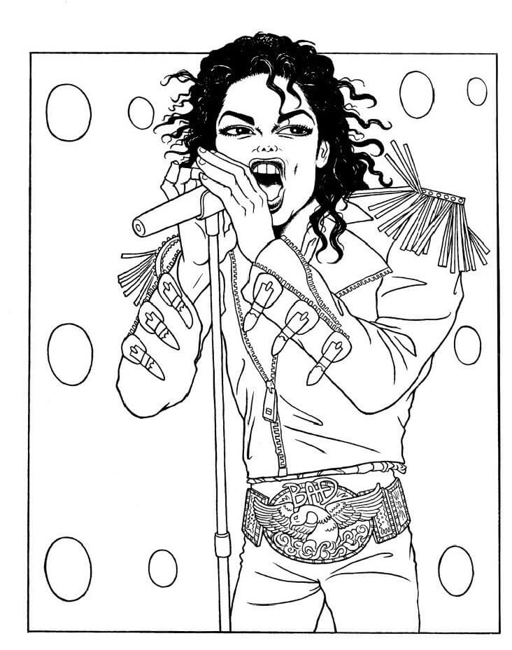 Genial Michael Jackson Cantando para colorir