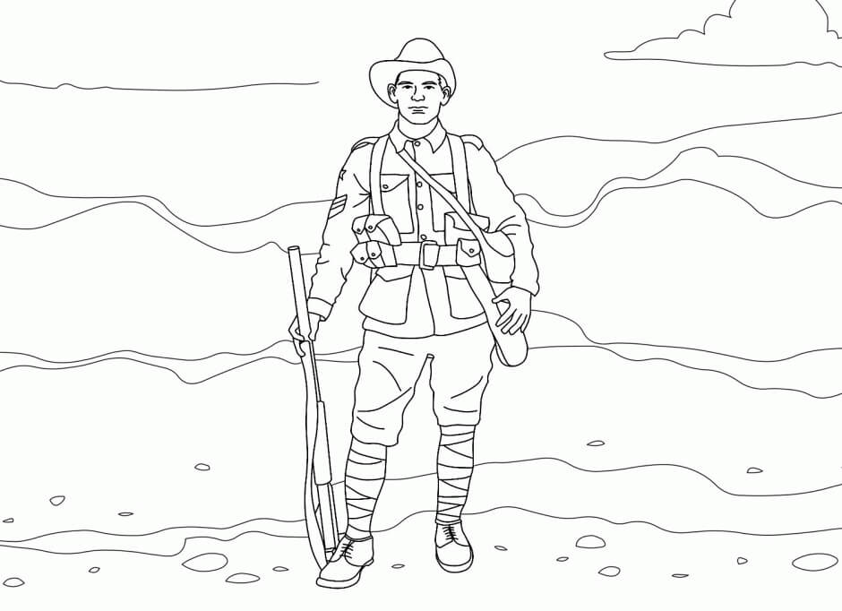 Dibujos de Genial Soldado con un Arma para colorear