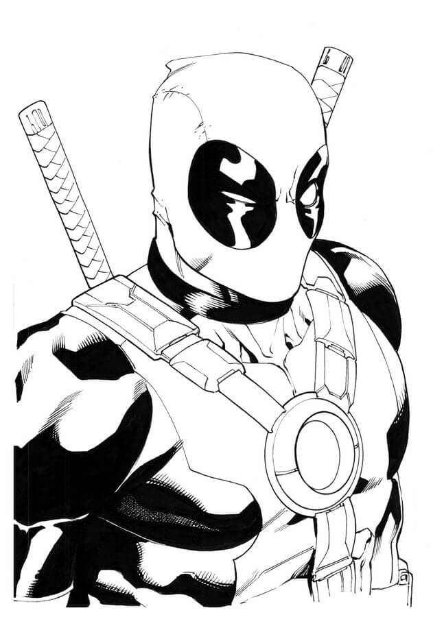 Genial retrato de Deadpool para colorir