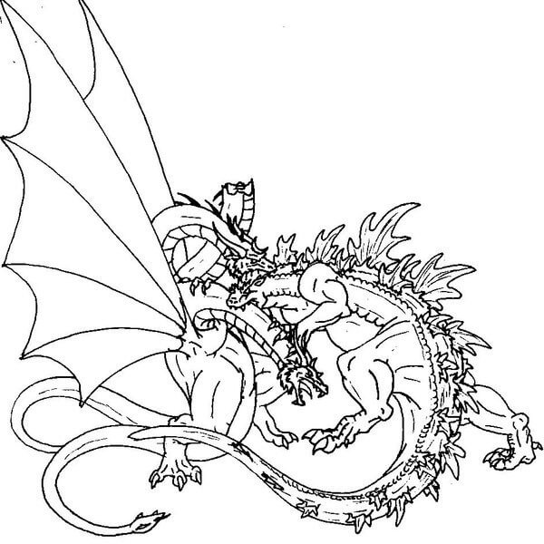 Dibujos de Ghidorah vs Godzilla para colorear