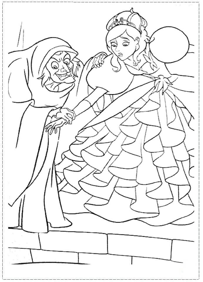 Dibujos de Giselle y Bruja para colorear