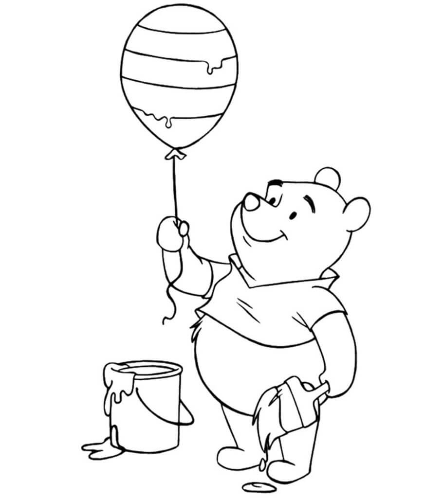 Dibujos de Globo de Explotación de Oso Pooh para colorear