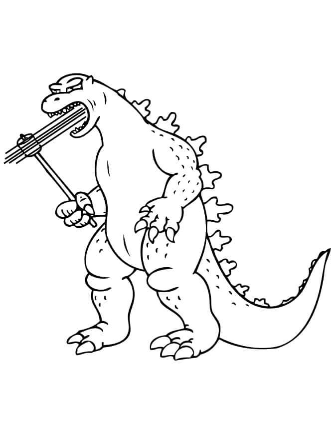 Dibujos de Godzilla Sosteniendo a Marshmello para colorear