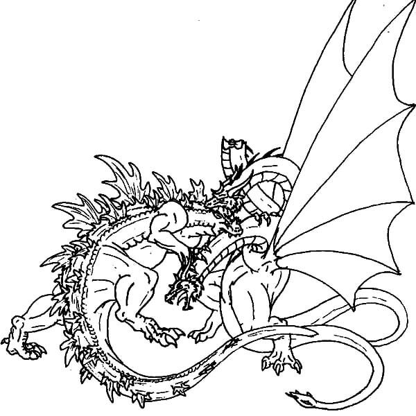 Dibujos de Godzilla vs Dragón para colorear