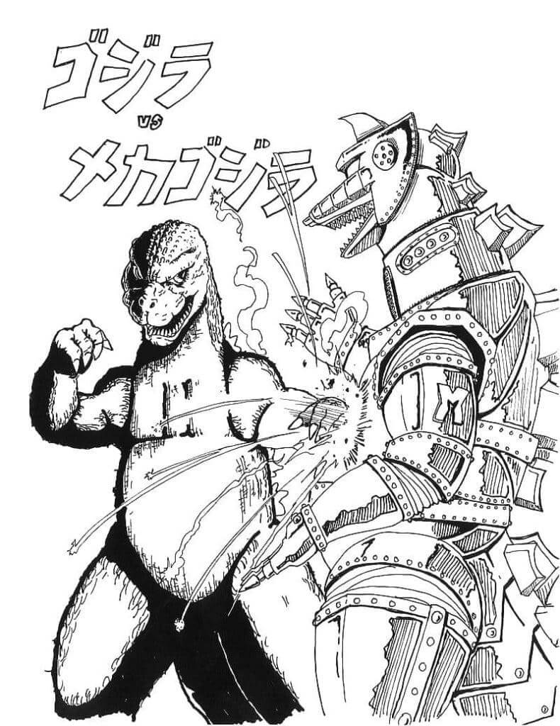 Godzilla vs Mechagodzilla para colorir