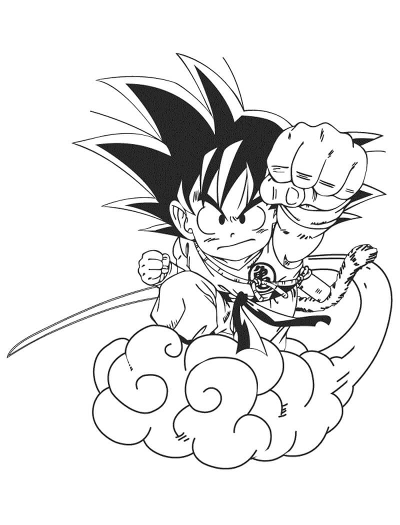 Dibujos de Goku en la Nube para colorear
