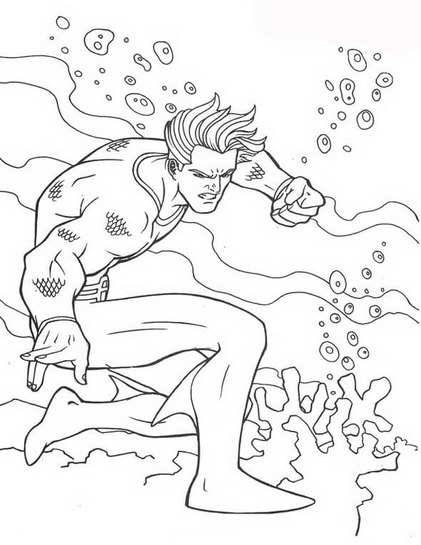 Dibujos de Golpe de Aquaman Enojado para colorear
