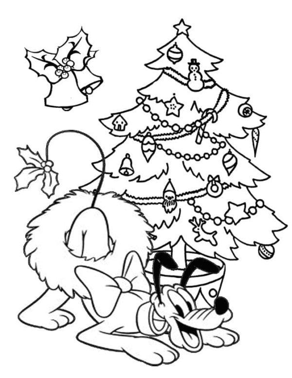 Dibujos de Goofy Mueve Su Cola Felizmente Anticipando la Navidad para colorear