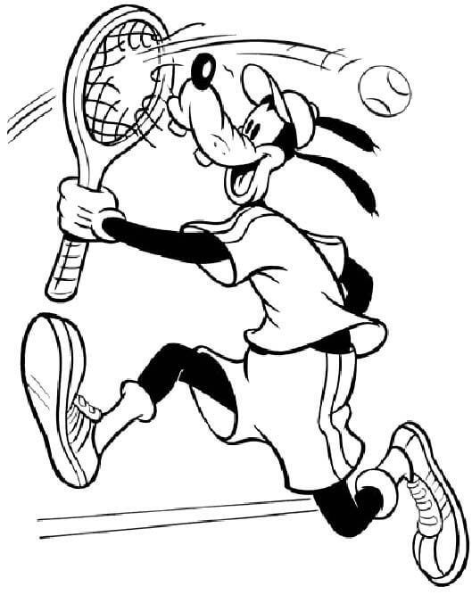 Goofy jugando Tenis para colorir