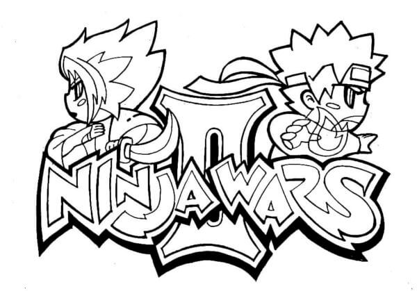 Graffiti Con Ninjas Japoneses para colorir