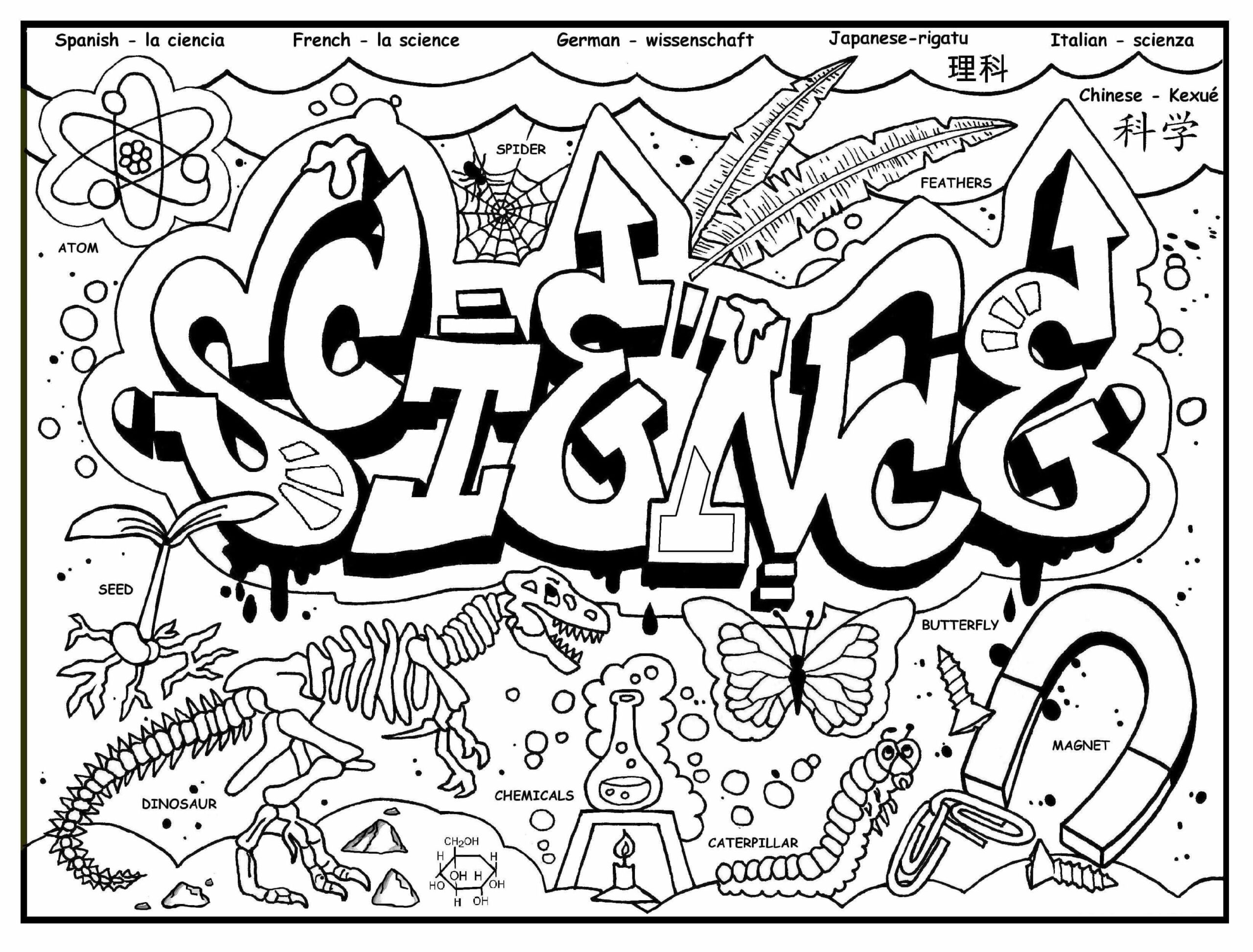 Dibujos de Grafiti Científico para colorear
