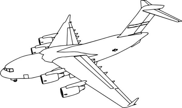 Dibujos de Gran Avión de Carga Con Cuatro Turbinas para colorear