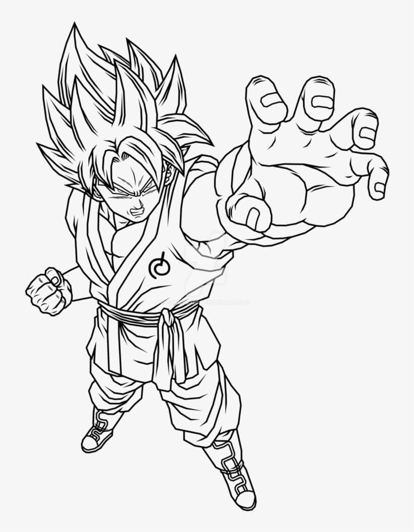 Dibujos de Gran Goku Súper Saiyan Azul para colorear