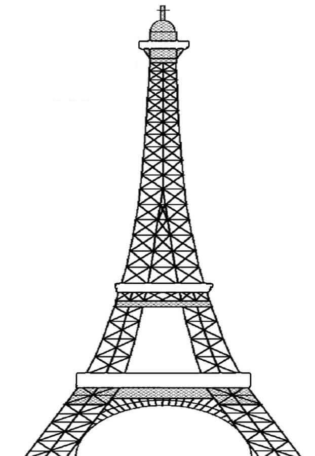 Dibujos de Gran Torre Eiffel en la ciudad de París para colorear