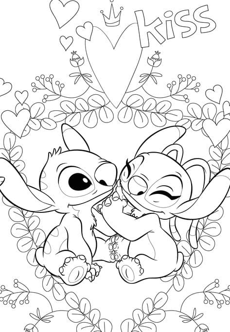 Dibujos de Gratis Stitch y Angel para colorear