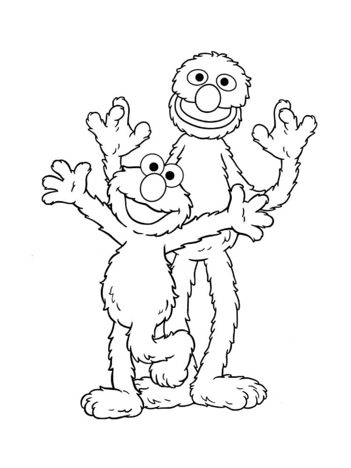 Dibujos de Grover y Elmo para colorear