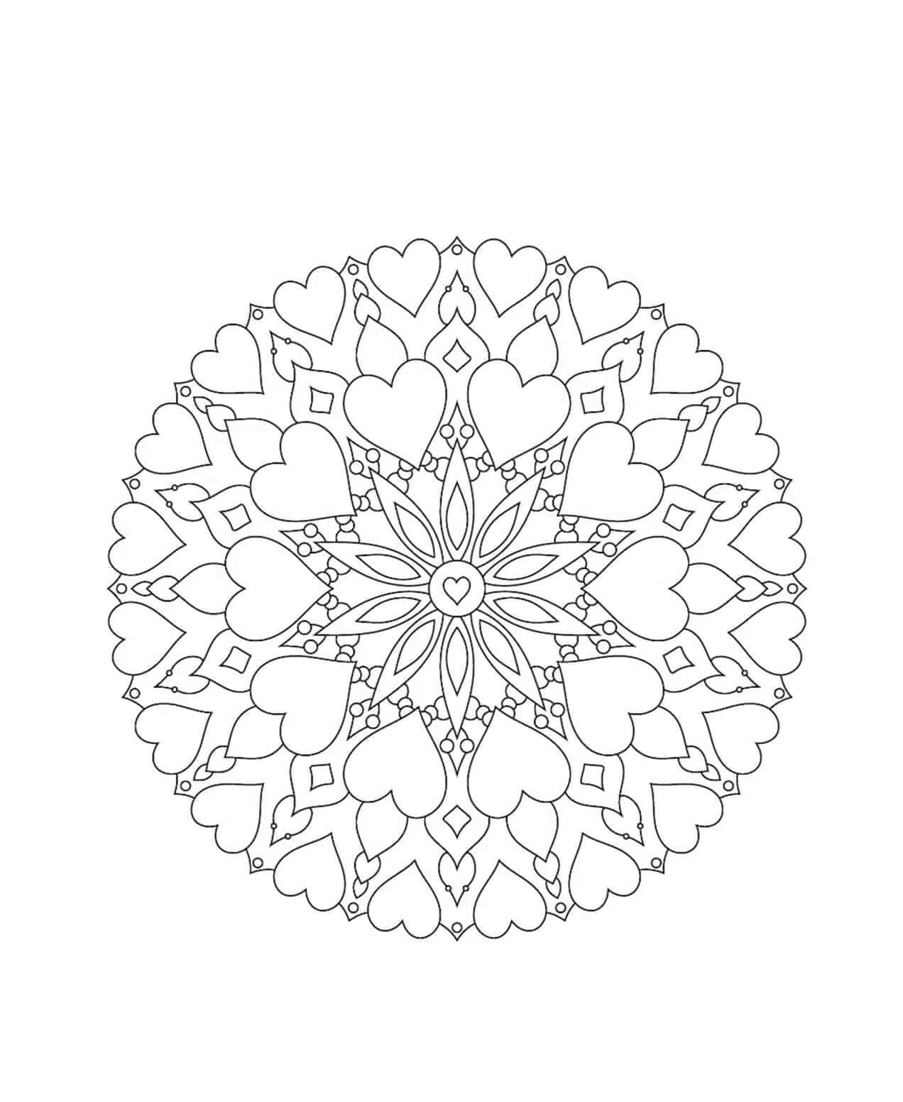Gráficos Gratuitos de Mandala de Corazón para colorir