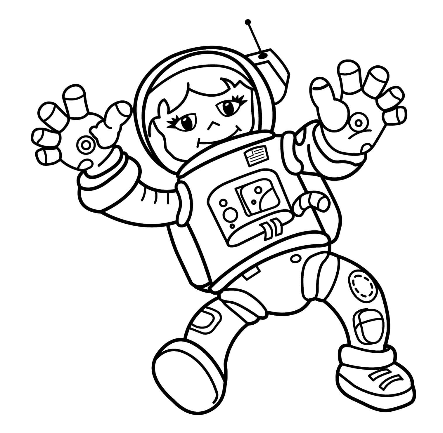 Dibujos de Gülümseyen Astronot Kız para colorear