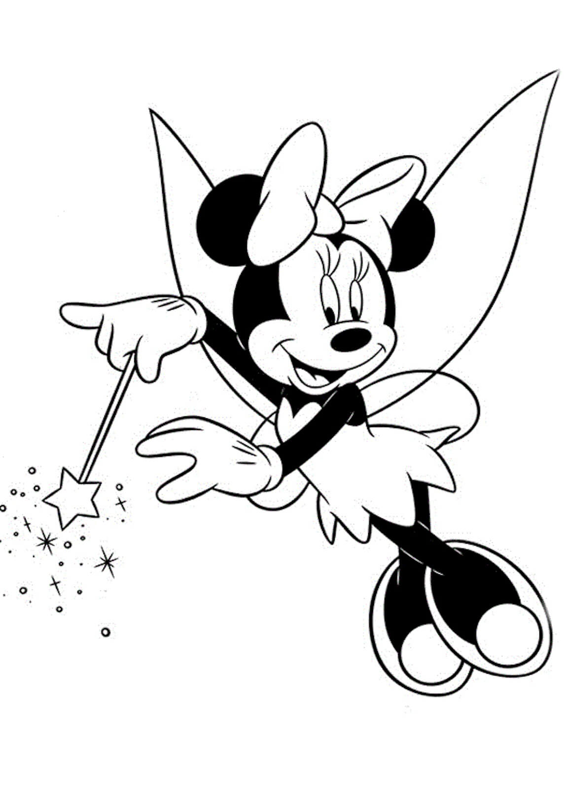Dibujos de Hada Minnie Mouse con varita Mágica para colorear