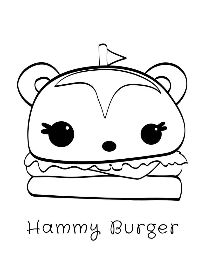 Hammy Hamburguesa en Num Noms para colorir