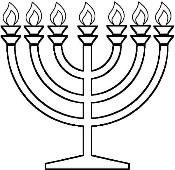 Hanukkah Con Velas Encendidas para colorir
